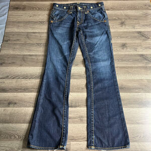 True Religion Jeans‎ Mens 34x35 Dark Wash Flared Button Fly Denim Made in USA